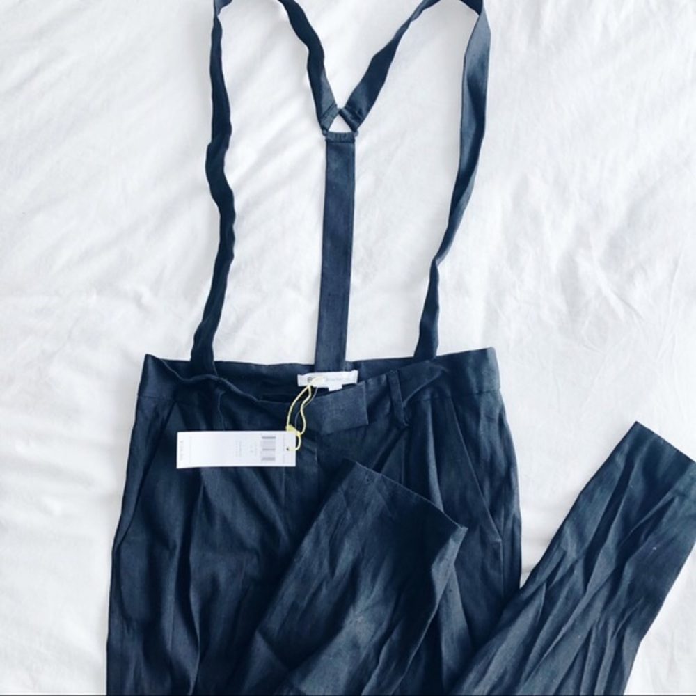 BCBG Linen Pants + removable overall straps
